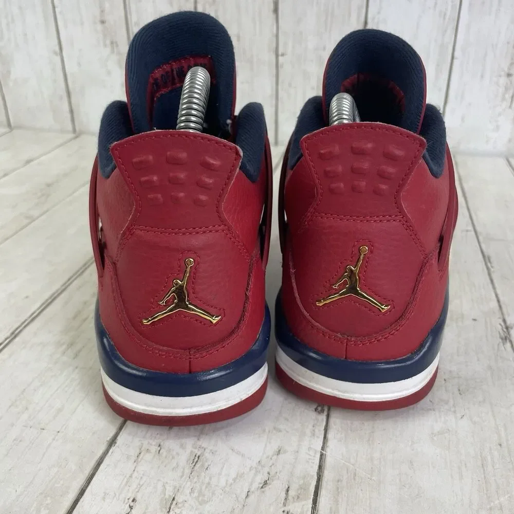 Nike Boys Air Jordan 4 408452-617 Red Basketball Shoes Sneakers Size 7Y